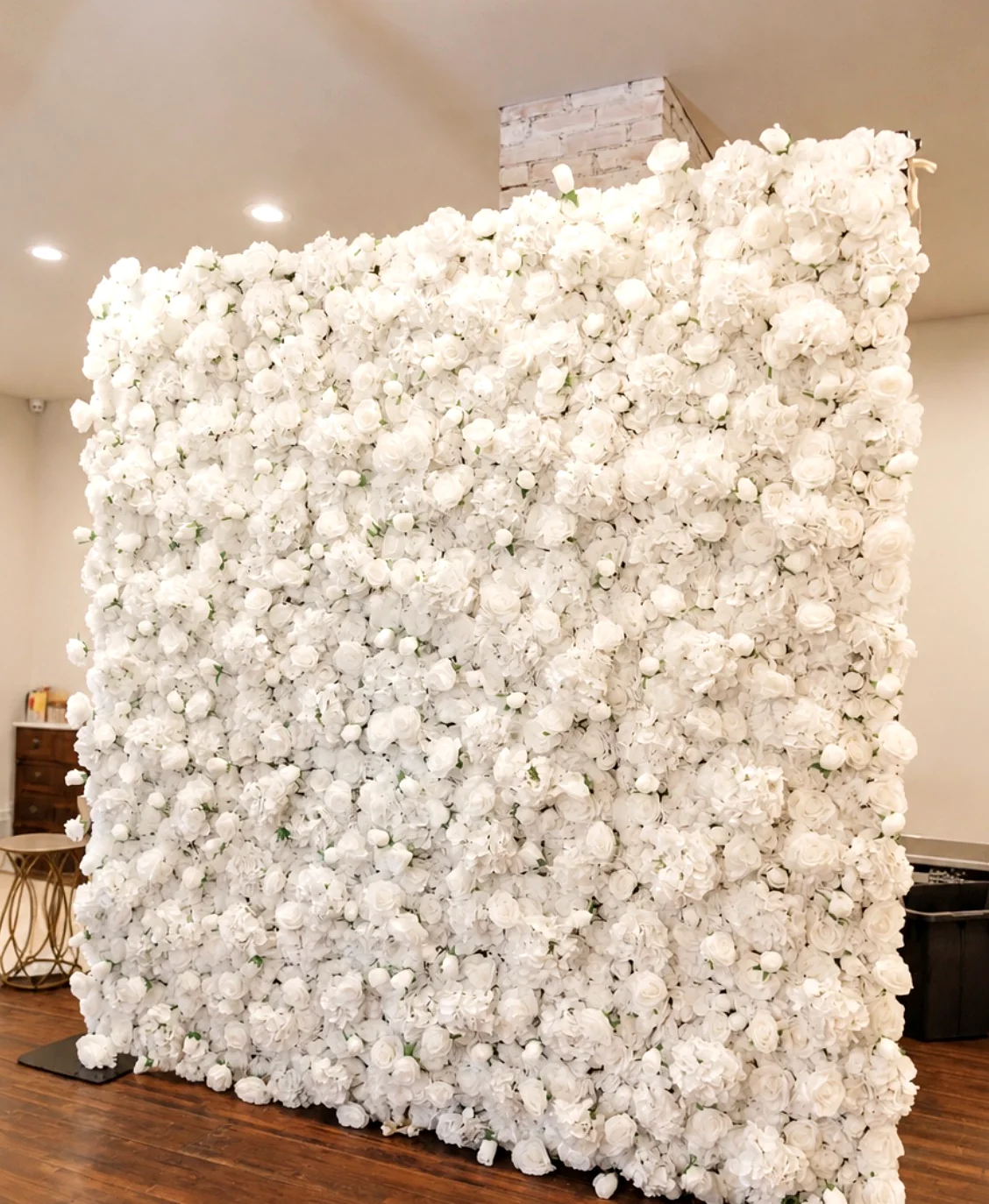 White flower wall installation