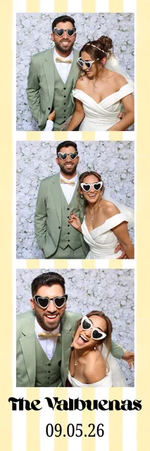 The Valbuenas 2x6 photo strip with heart sunglasses